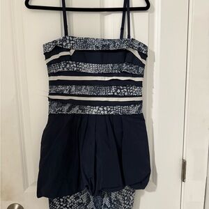 BCBGMaxAzria Blue and White One Piece with Metallic Accents